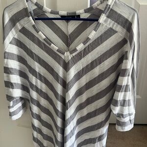 Apt. 9 Gray Chevron Blouse with V-Neck